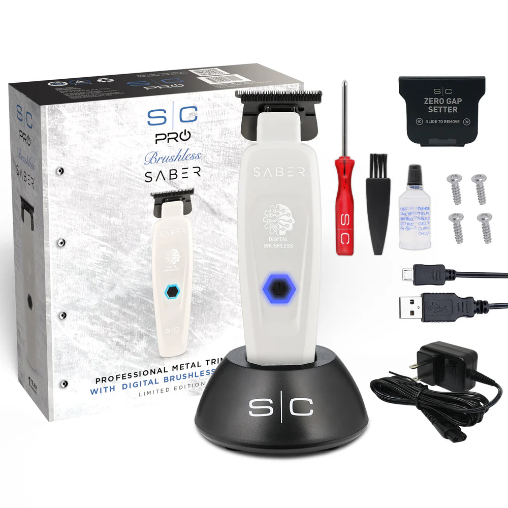 StyleCraft Limited Edition Saber II Cordless Digital Brushless Motor Trimmer - White